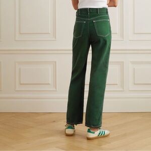 REFORMATION Cowboy High Rise Straight Jeans Emerald Green